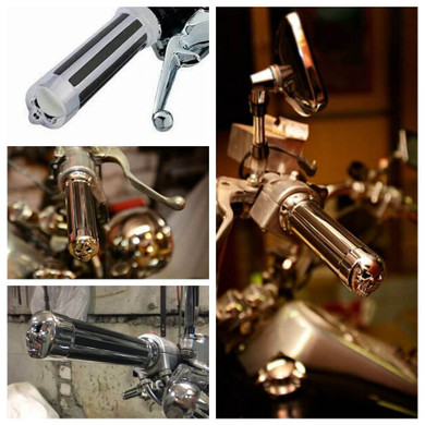 Motorcycle 1" Skull  Handlebar End Hand Grips For Harley Cruiser Chopper Bobber Cafe Racer