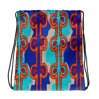 Hawaiian Vintage Woodblock Seaweed Print Drawstring bag