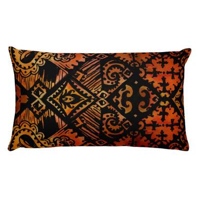 Hawaiian Vintage Block Print in Brown Orange Rectangular Pillow