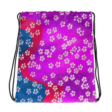 Little Flower in Fuchsia and Blue Drawstring bag