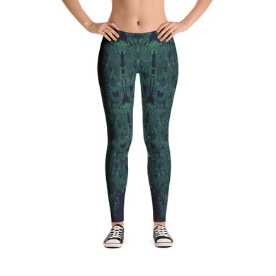 All Over Lace Bodycon Stretch Spandex Leggings in Forest Green