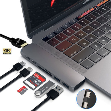 7 IN 1 USB 3.1 Type-C Hub To HDMI Adapter 4K Thunderbolt 3 USB C Hub with Hub 3.0 TF SD Reader Slot PD for MacBook Pro/Air 2018