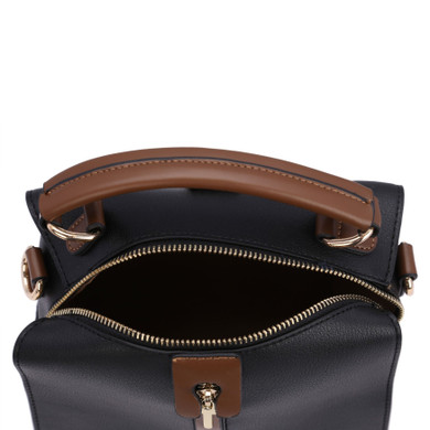 Vertical Middle Zip Top Handle Stripped Shoulder Strap Backpack