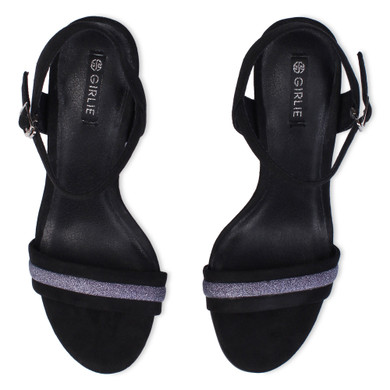 Single Stripe Toe Strap Open Toe Ankle Strap Elastic Closure Block Heeled Sandals