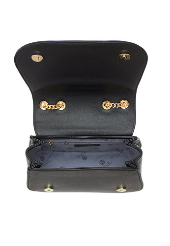 Gold Side Chain Detail Cross Body Shoulder Handbag Black/ Red
