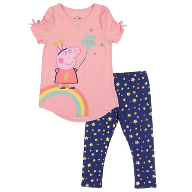 Peppa Pig Girls' 2PC Top and Capri Legging Set - Pink - Sizes 2T-4T and 4-6X