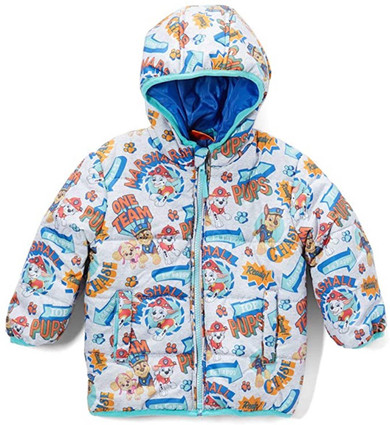 PAW Patrol Boys' Puffer Jacket Hooded Toddler Winter Coat, 2T-5T, Gray