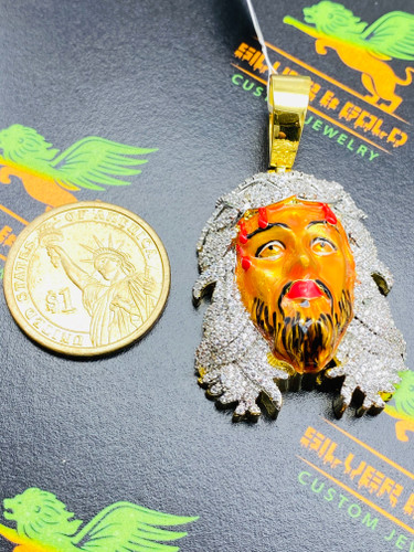 Gold Jesus with color enamel 3D pendant