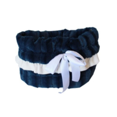 Navy Blue Reversible Snuggle Bugs Pet Bed, Bag, and Car Seat All-in-One