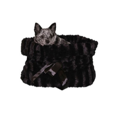 Black Reversible Snuggle Bugs Pet Bed, Bag, and Car Seat in One