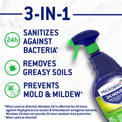 Microban 24 Hour Bathroom Cleaner and Sanitizing Spray, Citrus Scent, 32 fl. oz.