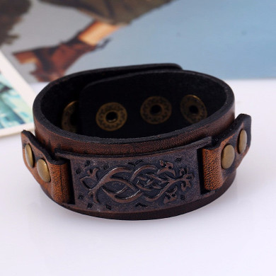 Men's Leather Biker Wrap Bracelet