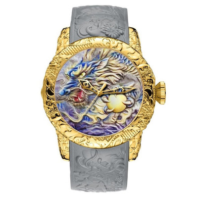 Men's Gold Dragon Sculpture Quartz Watch