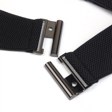 Women's Wide Elastic Double Metal Buckle Belt