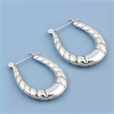 SILVER  HOLLOW HOOP EARRING