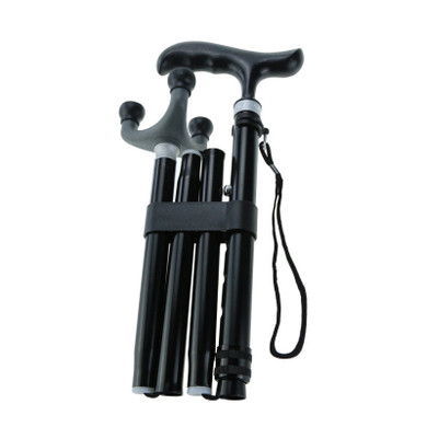 Yuetor Cane - 3-point Slim Neck Telescopic Folding Cane(Black)