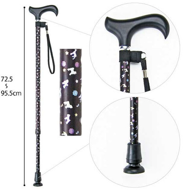 Maki-tech Cane - Cat / Dog Patterned Telescopic Cane 犬柄ステッキ/猫柄 かわいい杖伸縮