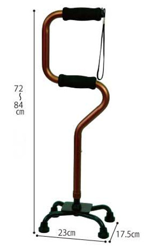 Shima Product Cane -  Aluminum 4-point Cane(S-shape) Ｓ字クオッドケイン オールアルミ四点式杖