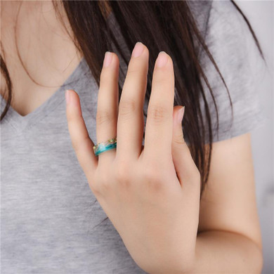 Handmade Blue Ocean Waves Ring