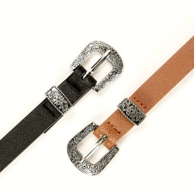 Rhonda Thin Antiqued Buckle Belt Set
