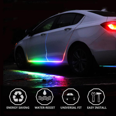 LED Light Strips For Car Neon Lighting Door Decor Multi-colored with Remote Control