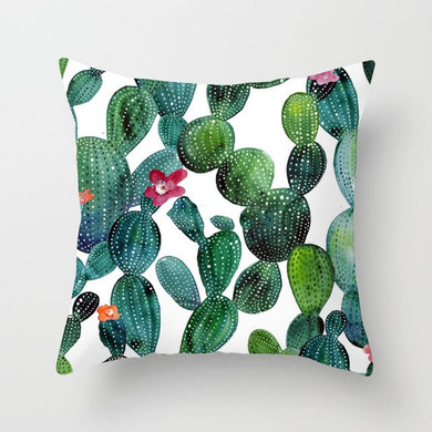Tropical Leaf Cactus Monstera Cushion Cover