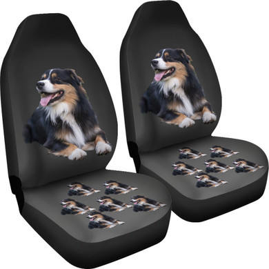 Australian Shepherd Black Car Seat Cover (Set of 2)