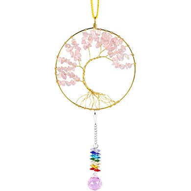7 Chakras Stones Healing Crystals Tree of Life Wall Hanger Tumbled Gemstones Meditation Hanging Ornament
