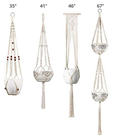 Macrame Plant Hangers Set of 4 Indoor Wall Hanging Planter Basket Flower Pot Holder