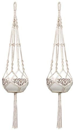 Macrame Plant Hanger Indoor Outdoor Hanging Planter Basket Cotton Rope 4 Legs 41 Inch: Garden & Outdoor