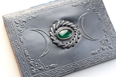 Triple Moon Crystal Tan Leather Journal