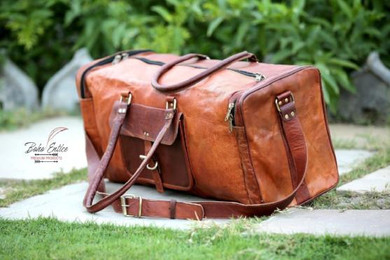 Brown Leather Duffel Bag