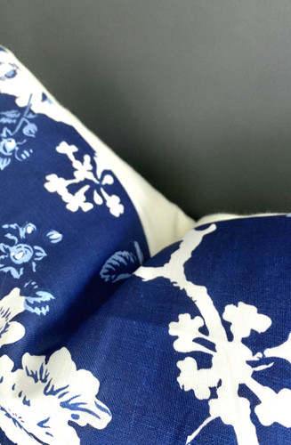 Scalamandre Indigo Floral Pillow Cover: 12x21