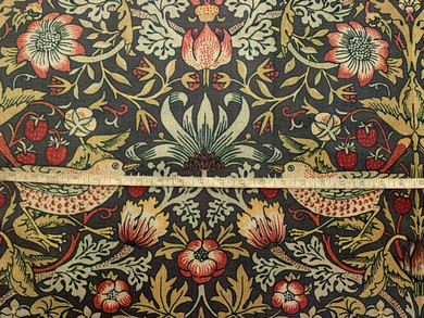 Taupe Strawberry Thief: Velvet William Morris Upholstery Fabric by the yard / Historic Velvet Home Fabric / High End Upholstery Velvet