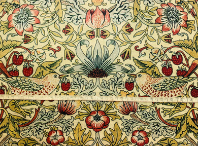 Yellow Strawberry Thief: Velvet William Morris Upholstery Fabric by the yard / Historic Velvet Home Fabric / High End Upholstery Velvet