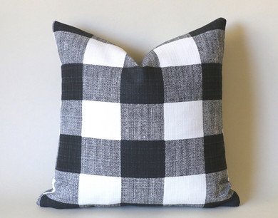 Black 12x18 Outdoor Pillow / 12x18 Buffalo Check Pillow cover / 12x18 Black Patio Pillow / 12x18 Farmhouse Pillow Cover / Outdoor 12x18