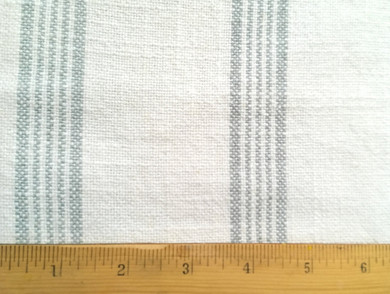 One yard Aqua White Ticking Linen Fabric / Stripe Linen Upholstery / Drapery Fabric / Woven Aqua Fabric / Upholstery Ticking / Blue Linen
