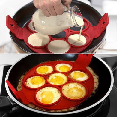 Pancake Maker Nonstick Cooking Tool Round Heart Pancake Maker Egg Molds Free