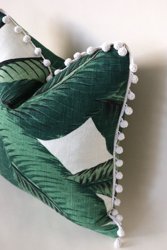 Banana Leaf pillow cover / Linen Pillow Cover / Fringe Pillow Case 12x21 16x16 18x18 20x20 22x22 24x24 26x26 16x24 14x36
