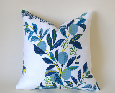 White Schumacher Pillow Cover / Citrus Garden "Pool" Decorative Pillow Cover / Lemon pillow cover / Schumacher Euro sham 24x24 26x26