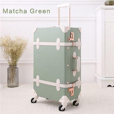 UNIWALKER 20"22"24"26" Vintage Luggage,Password Lock Suitcase,Universal Wheels Trolley,PU Leather,Retro Rolling Luggage Bags