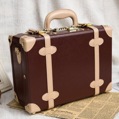 Pink retro pu trolley luggage suitcase korea fashion style vintage luggage travel bag small fresh vintage box password box
