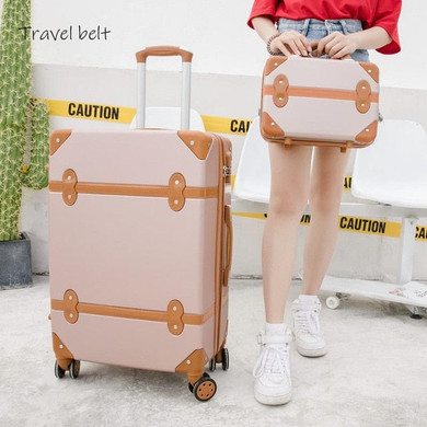 Travel Belt Korean Retro Women Rolling Luggage Sets Spinner ABS Students Travel Bags 20 inch Cabin password Suitcase Wheels