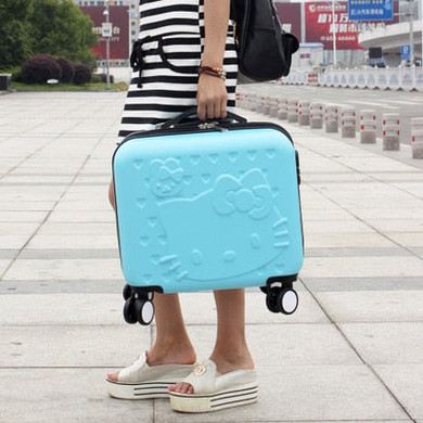 Girls Cute 14 16 abs Hello Kitty Travel Luggage Sets, High Quality Female Lovely Travel Luggage Suitcase On Wheels