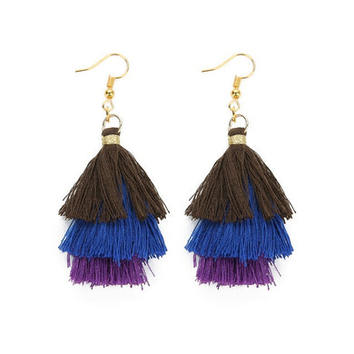 Layered Bohemian Fringed Dusty Rose Tassel Earrings