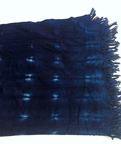 One Indigo Mudcloth Fabric Throw Blanket 3.5 feet x 5 feet Mud Cloth African tribal Bohemian fabric Large Rectangular Tapestry