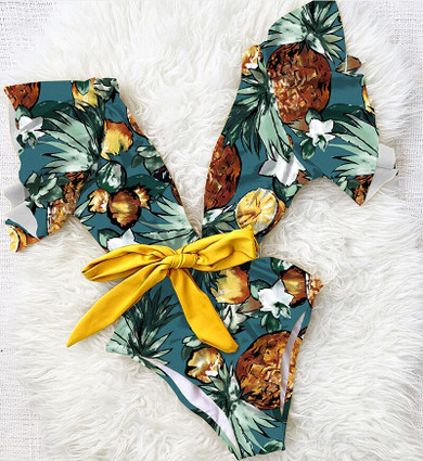 One Piece Floral Print Bodysuit Summer Beach Bathing Suit