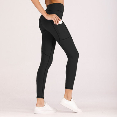 Leggings Women Push Up Fitness Leggings With Pocket Fashion Ladies Workout High Waist Solid Black Leggings Plus Size 7 Colors