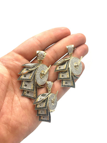 10K GOLD & DIAMOND "MONEY ROLL" PENDANT (AVAILABLE IN 3 SIZES)