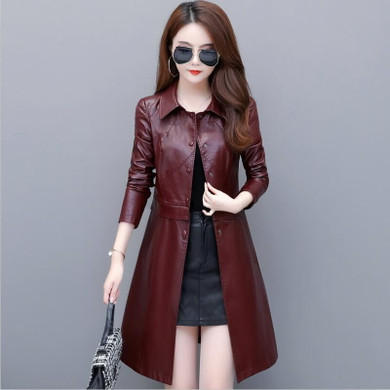New Fashion Plus Size 3XL 4XL Leather Jacket Women Leather Coat 2020 Spring Women's Leather Jacket Long Slim Coat Female Jacket